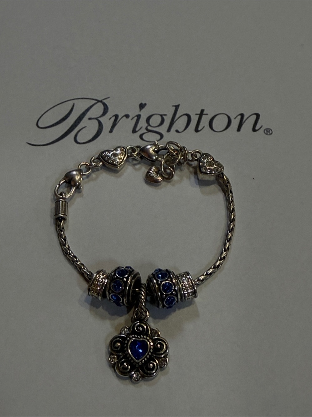 💙 Brighton Silver Charm Bracelet with Blue Swarovski Crystal accents!